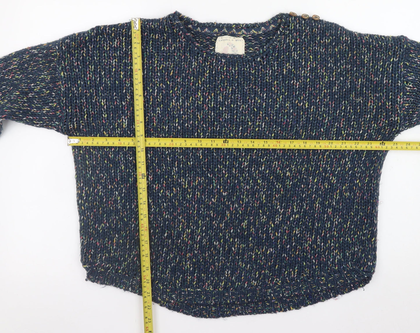 Mantaray Women's Blue Chunky Knit Crew Neck Jumper Size 18