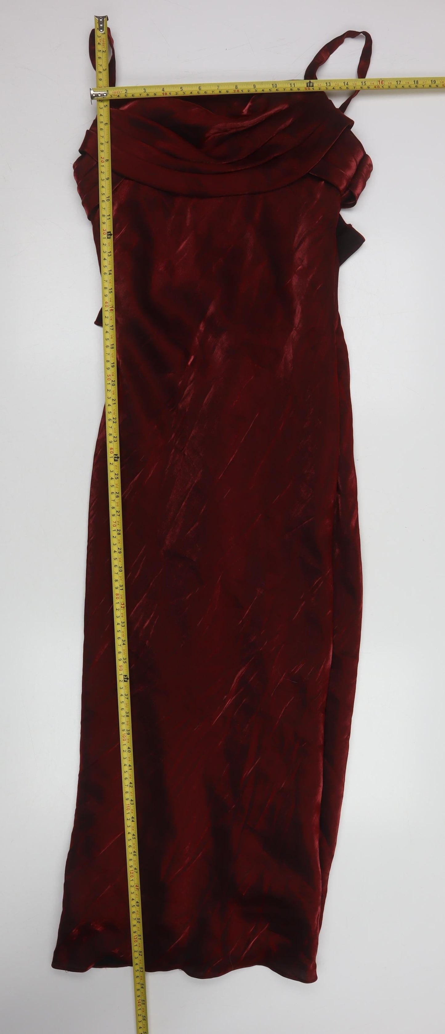 Just Elegance Women's Red Satin Cowl Neck Slip Dress Size 16