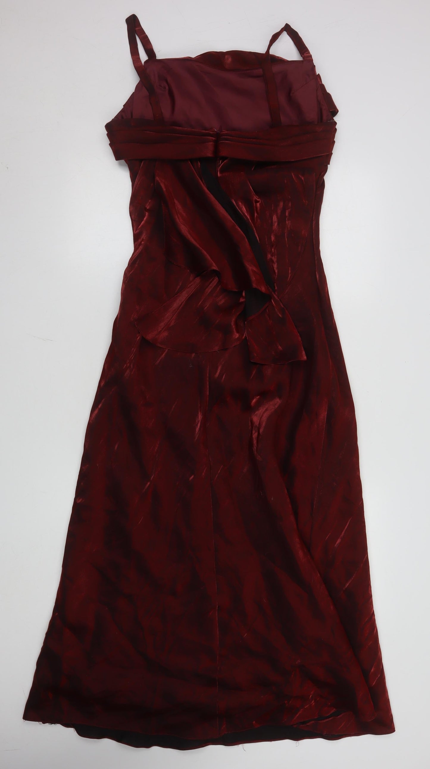 Just Elegance Women's Red Satin Cowl Neck Slip Dress Size 16