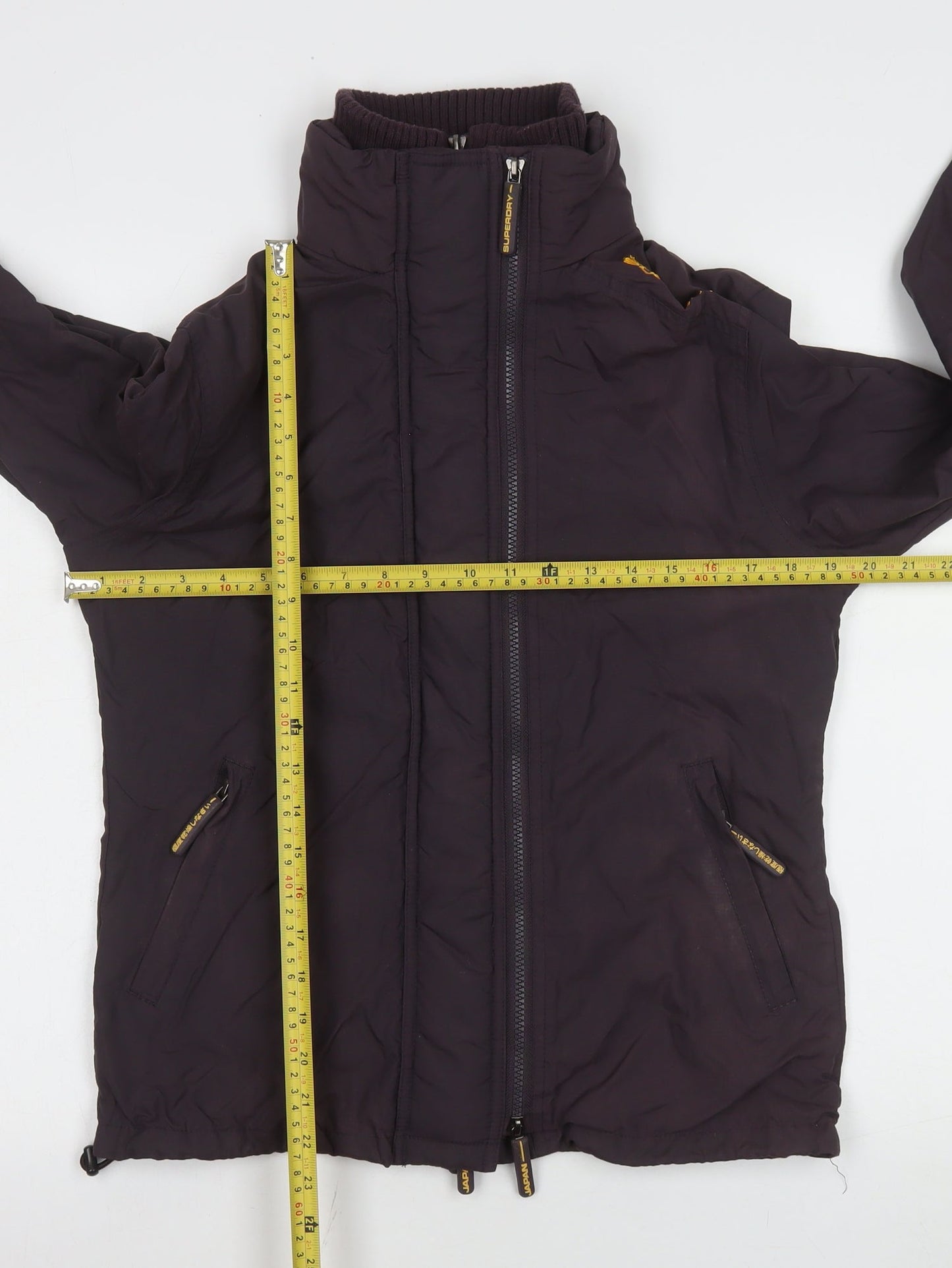 Superdry Women Brown L Short Puffer Jacket Logo Zip Lined