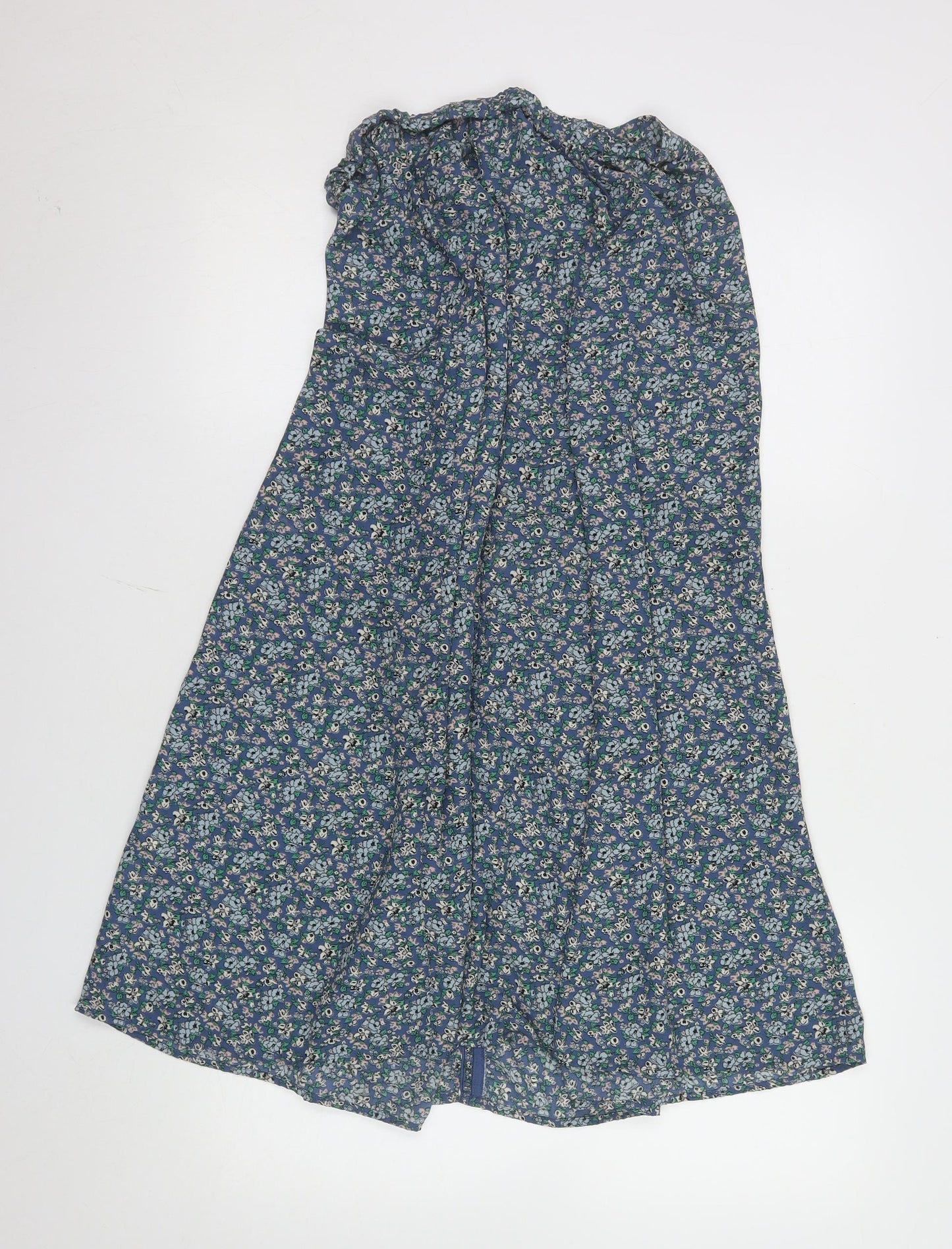 Max Studio Women's Blue Floral A-Line Midi Skirt Size L