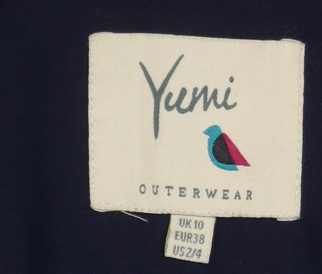 Yumi Women Navy Blue Blazer Jacket UK 10 Tailored Single Breasted Lined