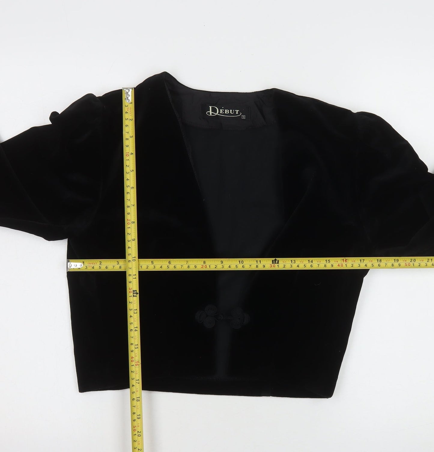 Début Women's Black Velvet Cropped Suit Jacket Size 10