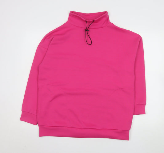 F&F Womens Pink Pullover Sweatshirt High Neck Size S Polyester Blend