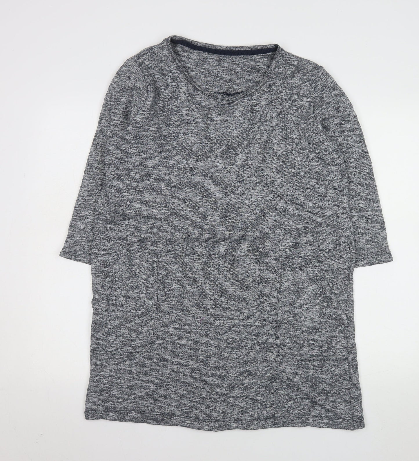 Tu Women Grey Cotton Shift Dress Size 16 Casual 3/4 Sleeve