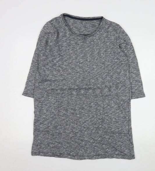 Tu Women Grey Cotton Shift Dress Size 16 Casual 3/4 Sleeve