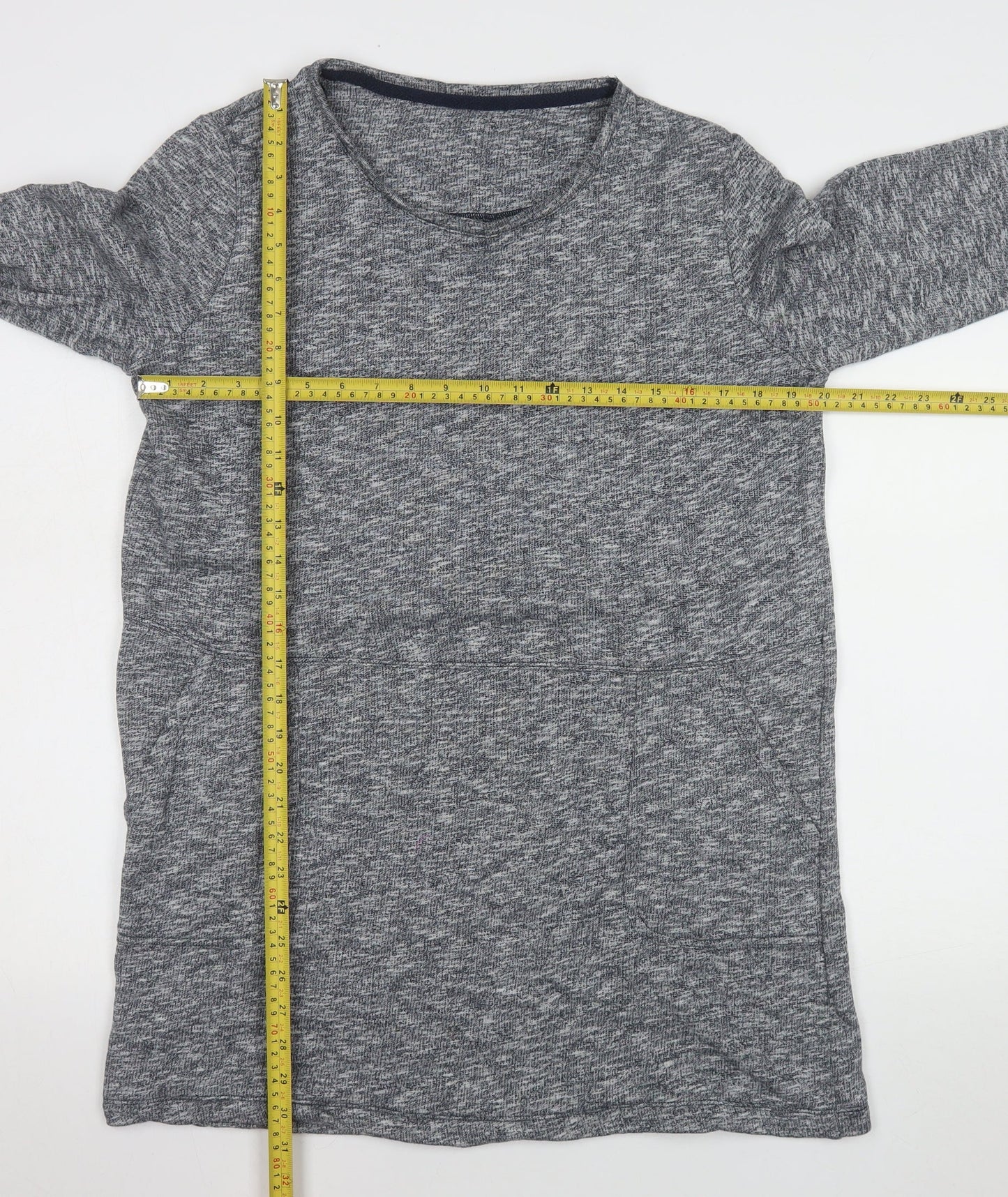 Tu Women Grey Cotton Shift Dress Size 16 Casual 3/4 Sleeve