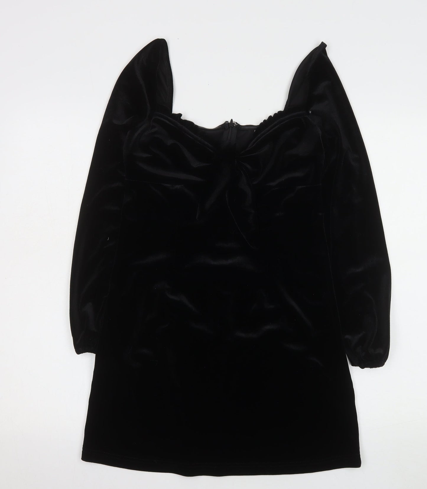 Narrated Womens Black Velvet Bodycon Mini Dress Size M Long Sleeve