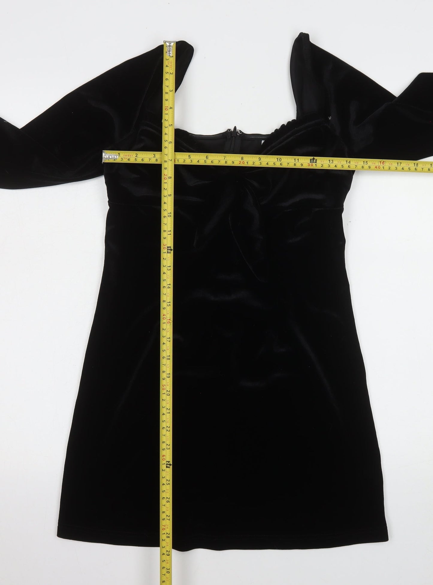 Narrated Womens Black Velvet Bodycon Mini Dress Size M Long Sleeve