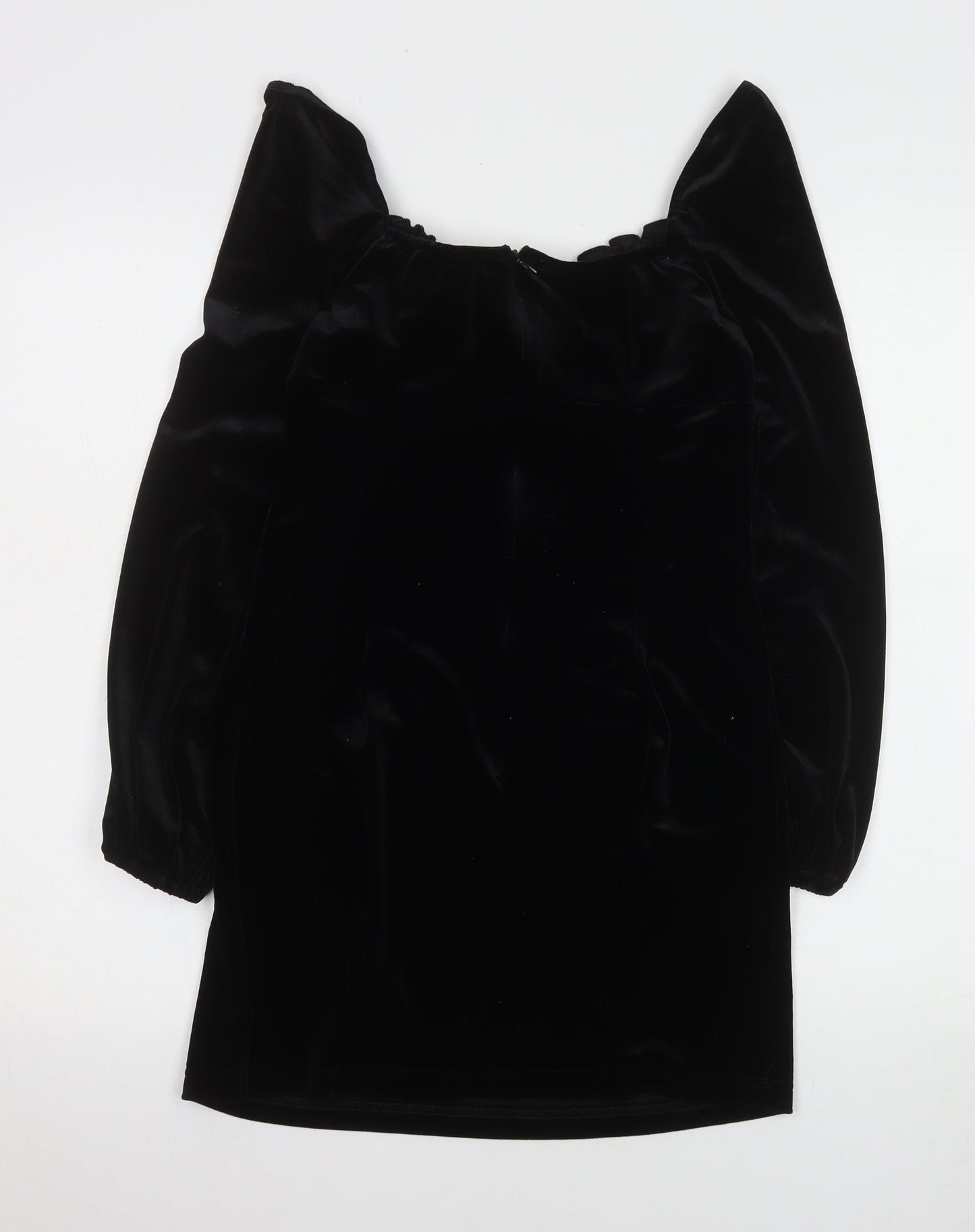 Narrated Womens Black Velvet Bodycon Mini Dress Size M Long Sleeve