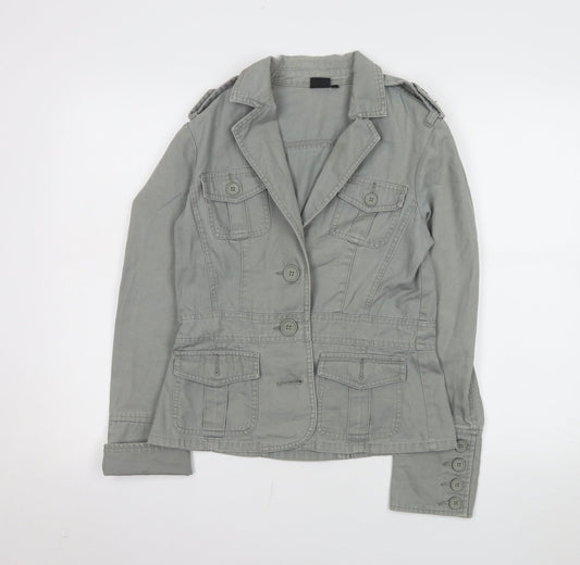 Designers at Debenhams Womens Grey Cotton Military Jacket Size 10