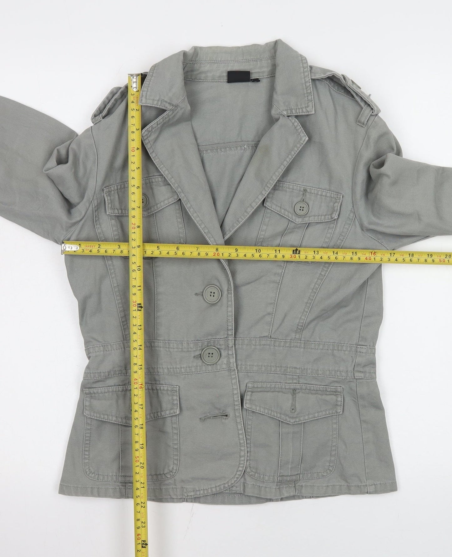 Designers at Debenhams Womens Grey Cotton Military Jacket Size 10