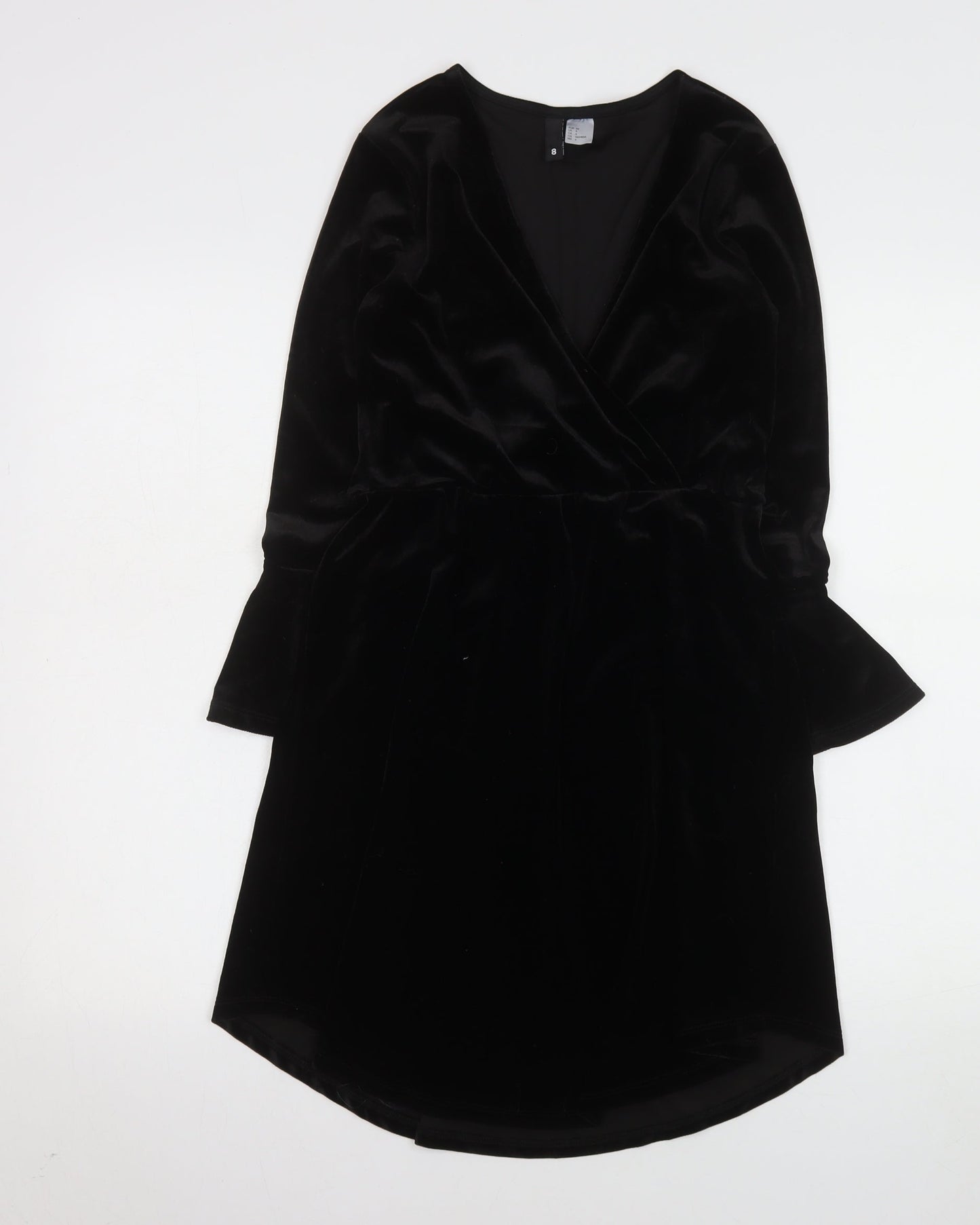 H&M Divided Women’s Black Velvet Wrap Dress Size 6