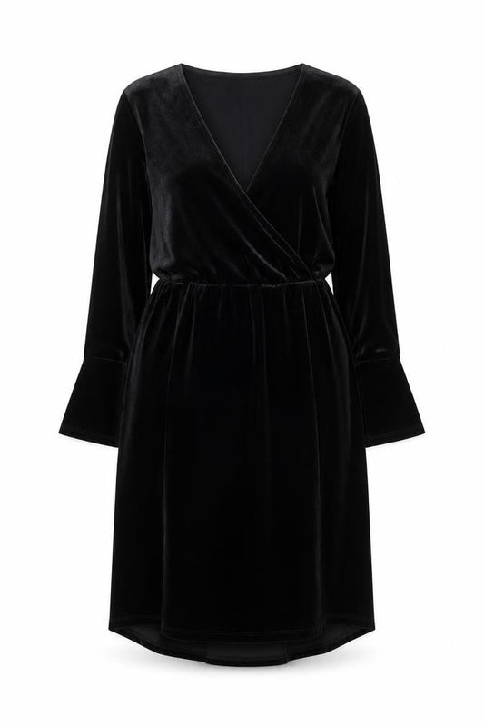 H&M Divided Women’s Black Velvet Wrap Dress Size 6