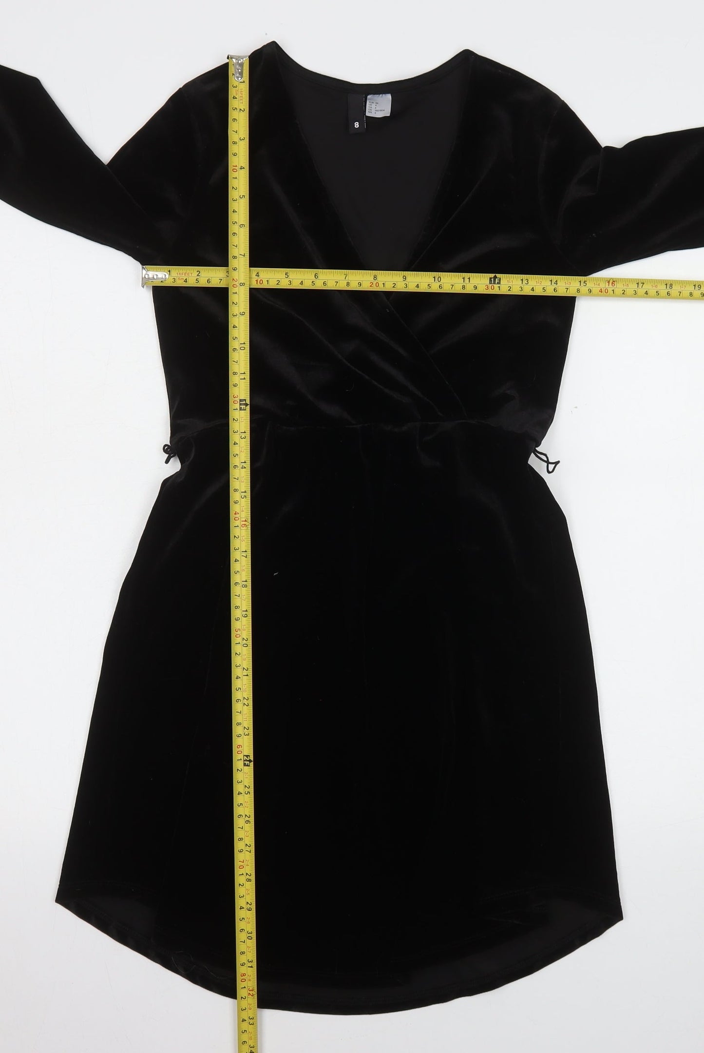 H&M Divided Women’s Black Velvet Wrap Dress Size 6