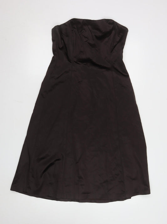 Coast Women's Brown Strapless A-Line Satin Dress Size 14