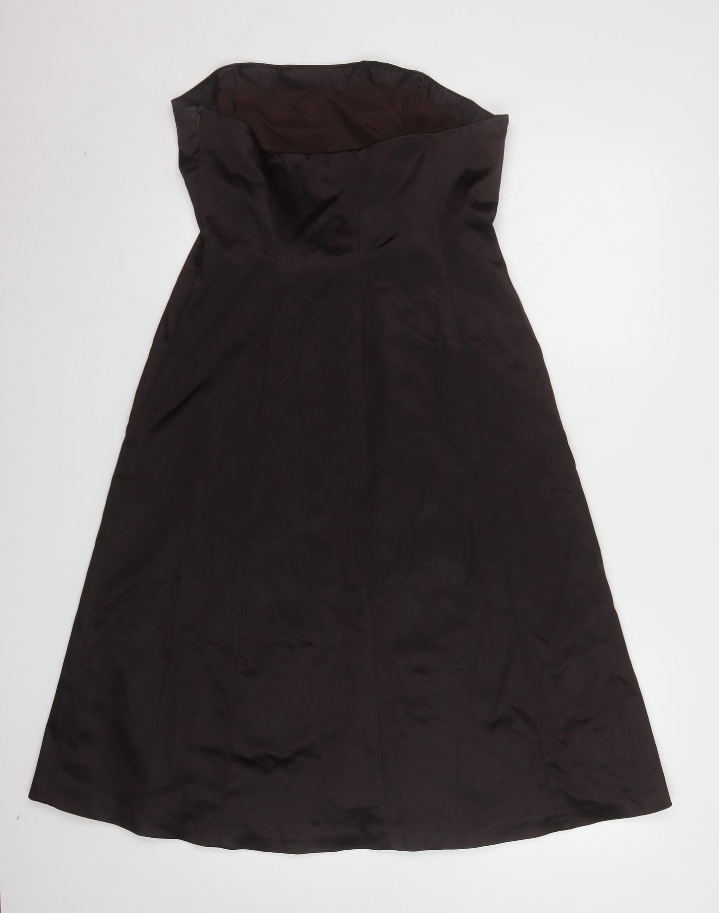 Coast Women's Brown Strapless A-Line Satin Dress Size 14