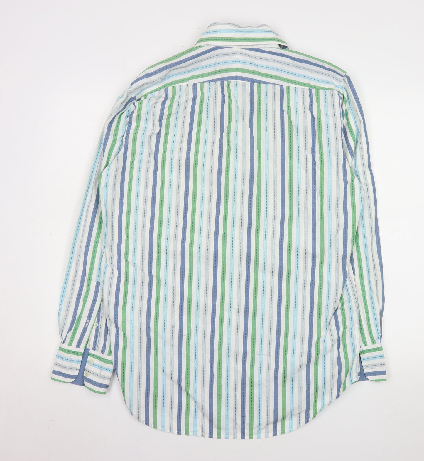 Boden Men's Blue Green Striped 15½ Classic Cotton Long Sleeve Shirt