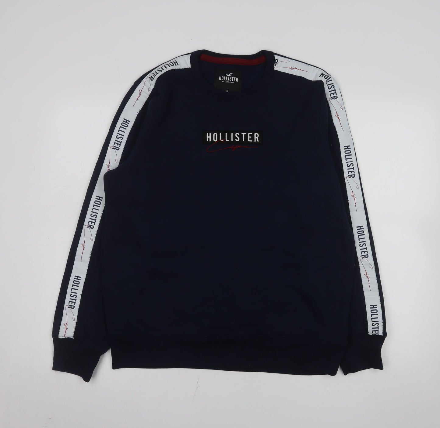 Hollister Men's Blue Logo Crew Neck Fleece Sweatshirt Medium