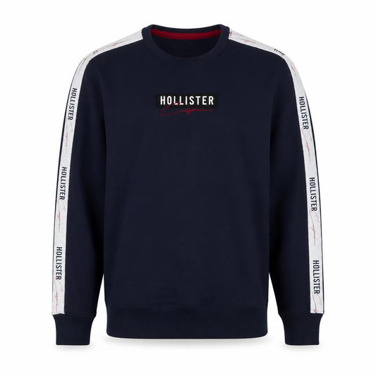 Hollister Men's Blue Logo Crew Neck Fleece Sweatshirt Medium