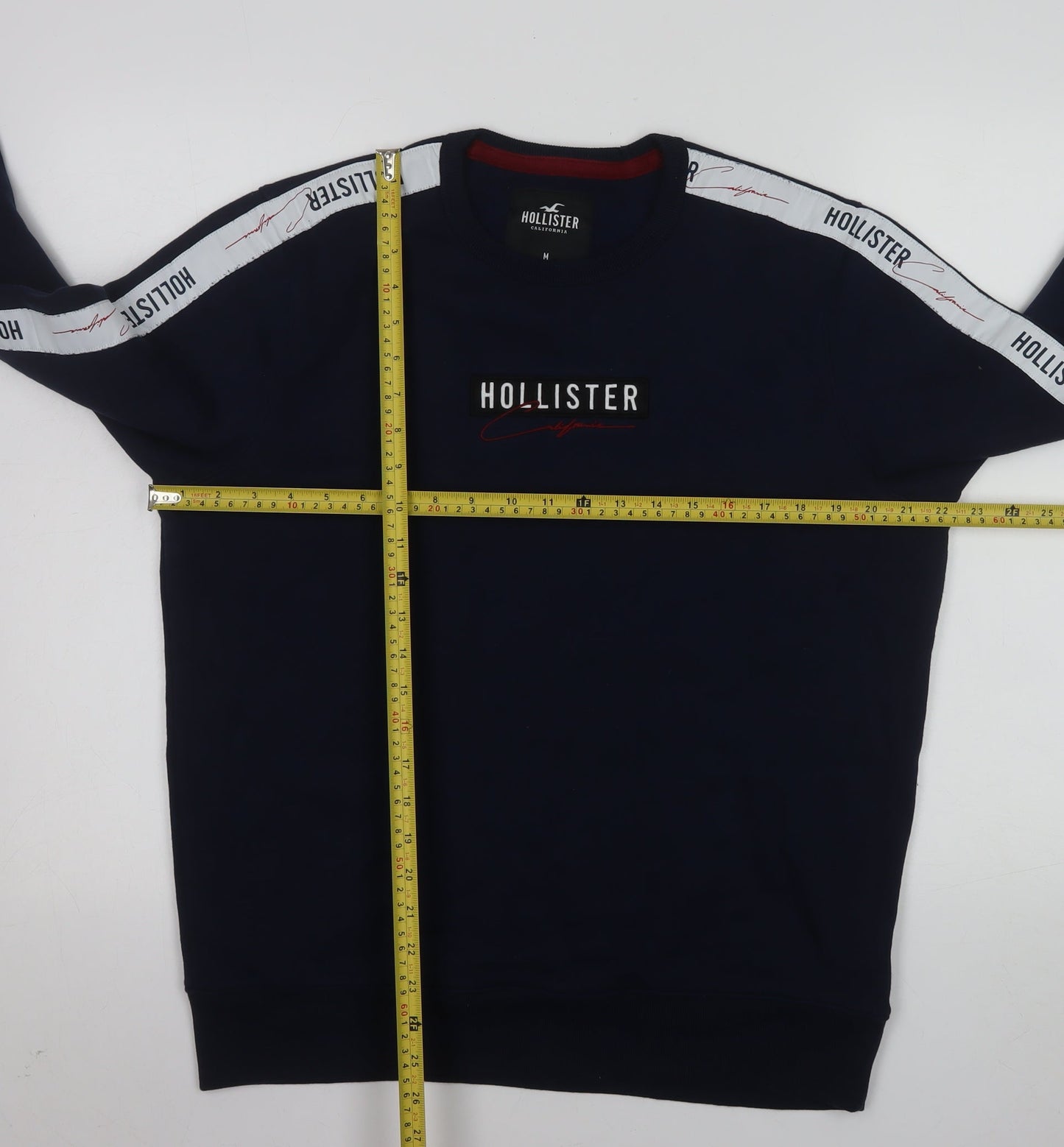 Hollister Men's Blue Logo Crew Neck Fleece Sweatshirt Medium