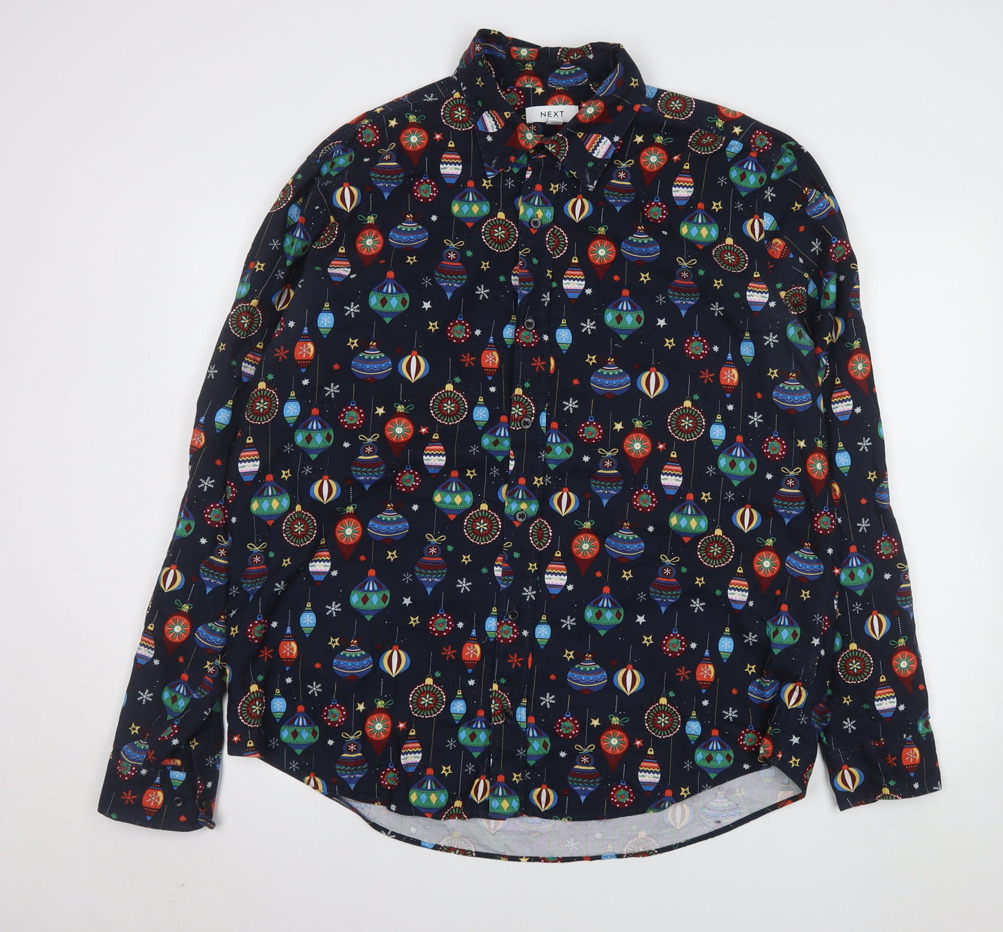 Next Men's Multicoloured Christmas Print Shirt XL Button-Up