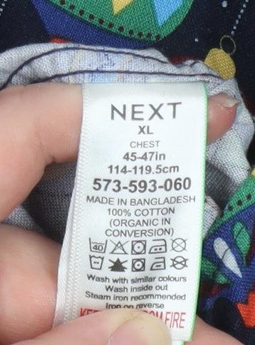 Next Men's Multicoloured Christmas Print Shirt XL Button-Up