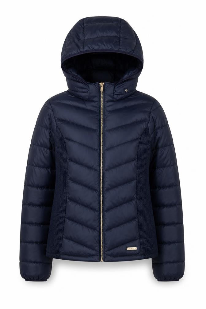 H&M Girls Blue Hooded Puffer Jacket Size 13 Years Polyester Autumn Winter