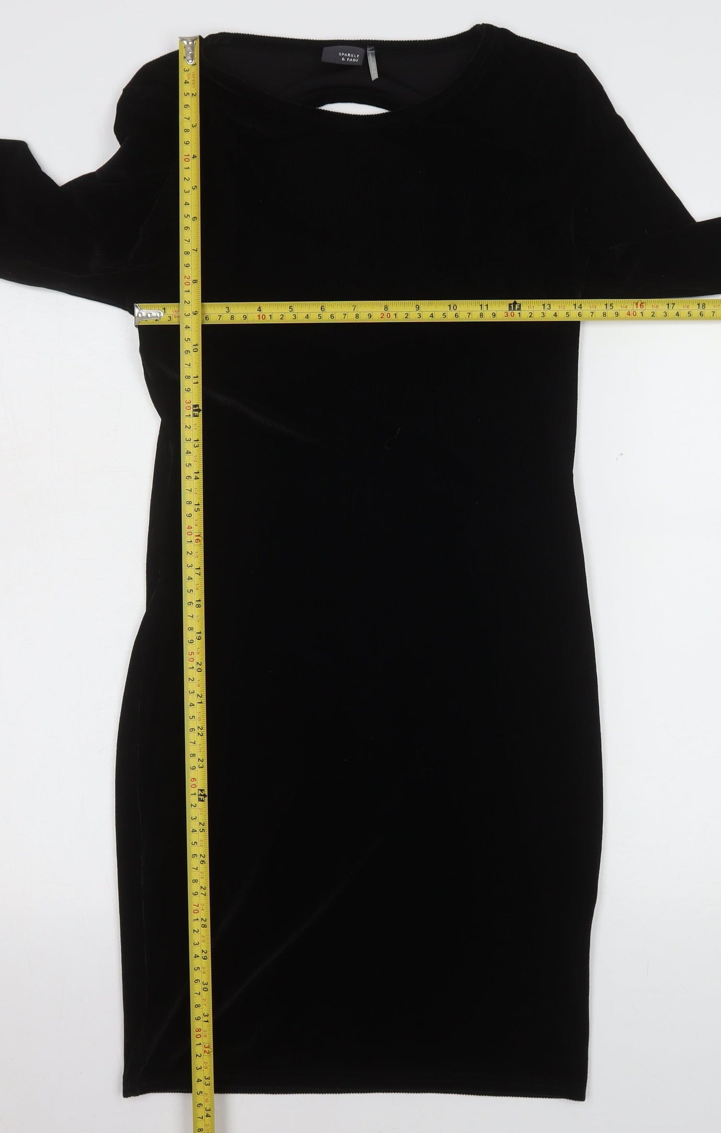 Sparkle & Fade Women’s Black Velvet Bodycon Dress M