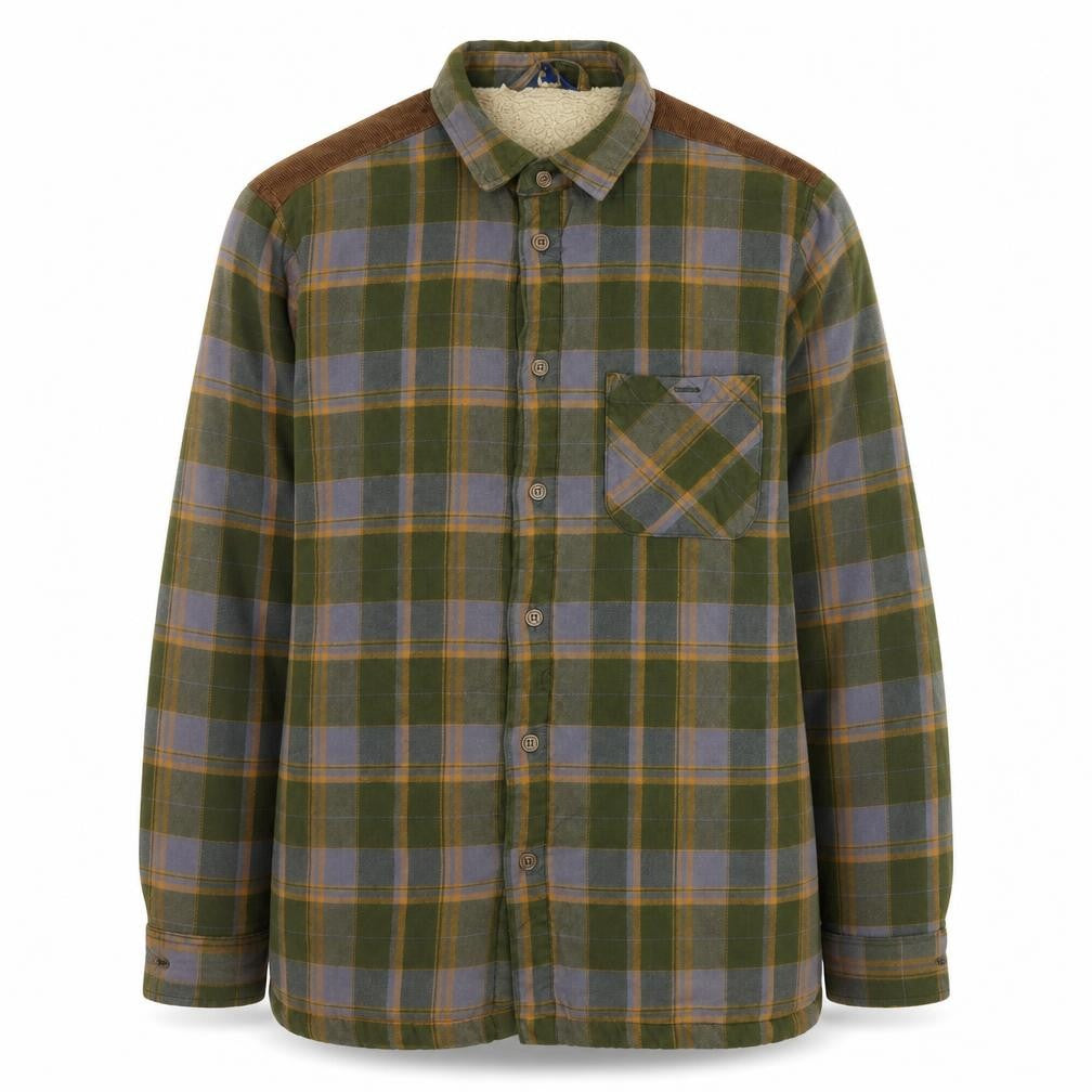 Cotton Traders Men's Green Check Flannel Lined Jacket M