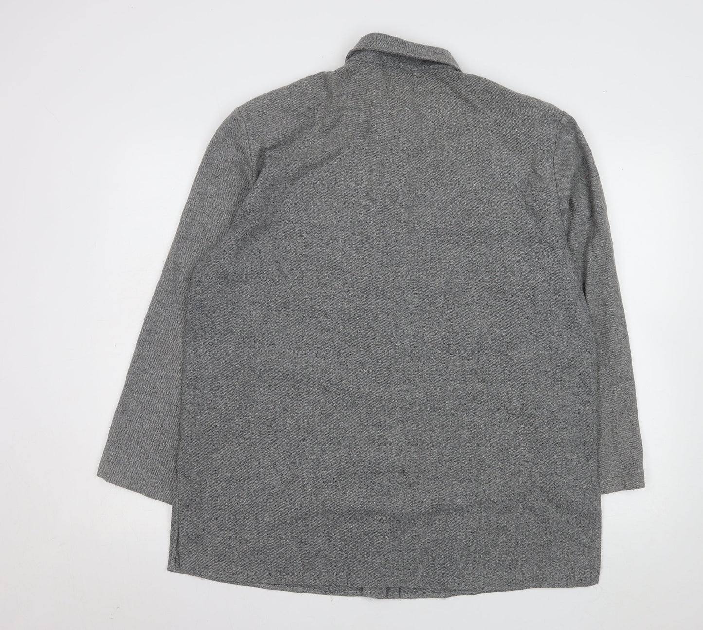 Laura Lebek Women's Grey Wool Blend Long Sleeve Button-Up Shirt Size 14