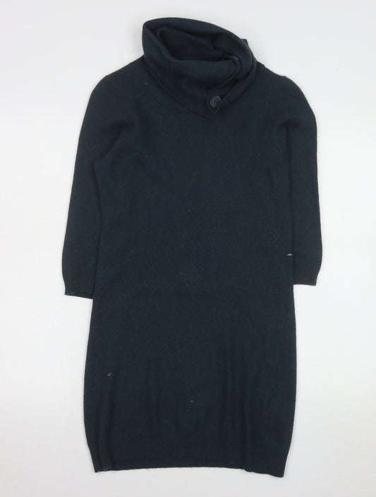 InWear Women's Black Angora Blend Cowl Neck Jumper Dress Size S