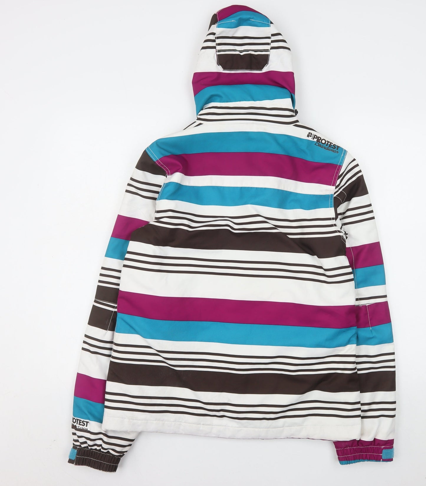Protest Womens Multicoloured Striped Ski Jacket S Waterproof Hooded Winter Coat