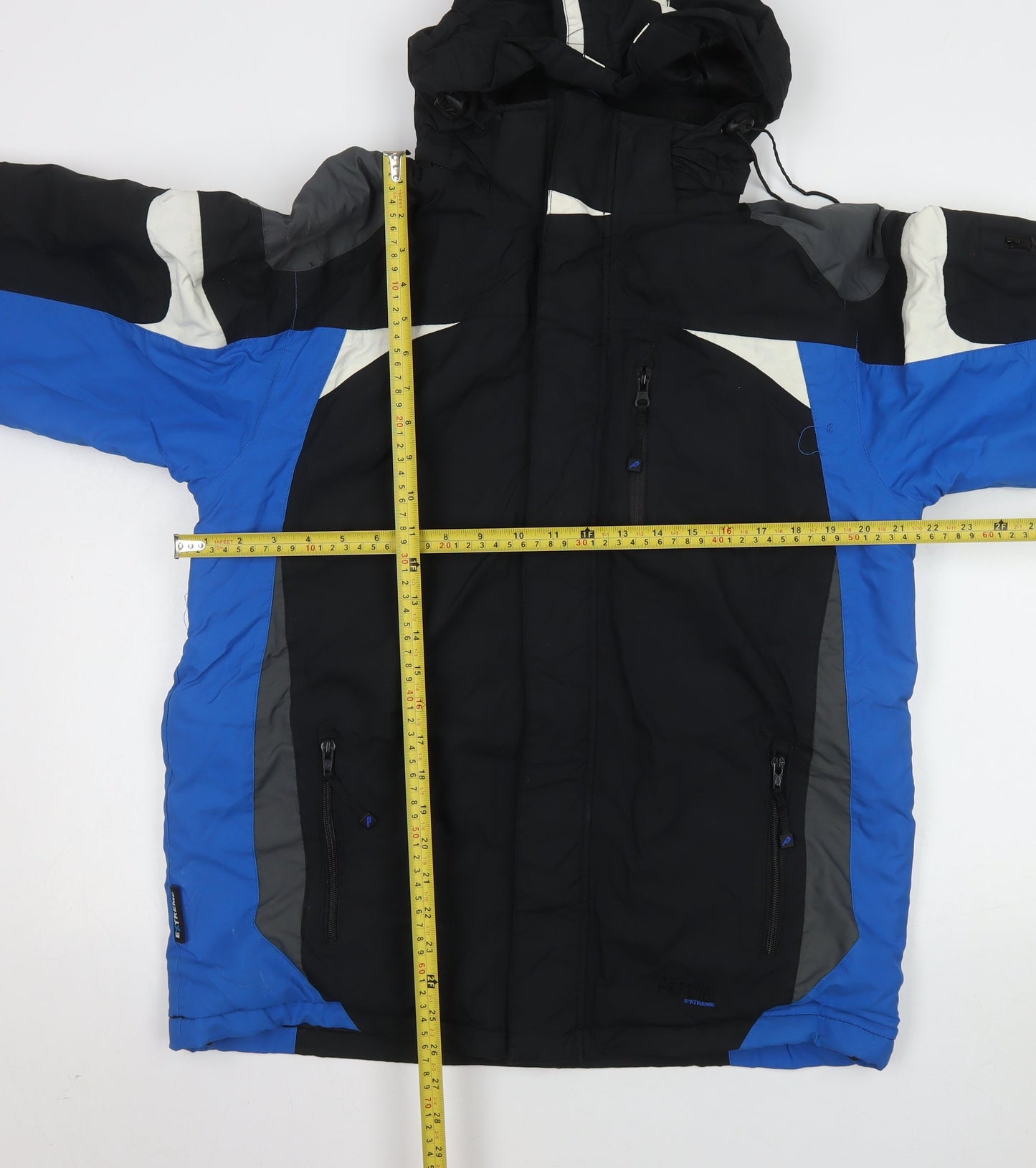Parallel Extreme Men's Black Blue S Waterproof Skiing Jacket Hooded