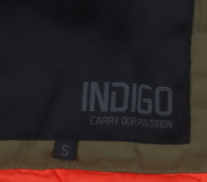Indigo Men's Khaki Nylon Bomber Jacket Size S Lightweight Lined Zip