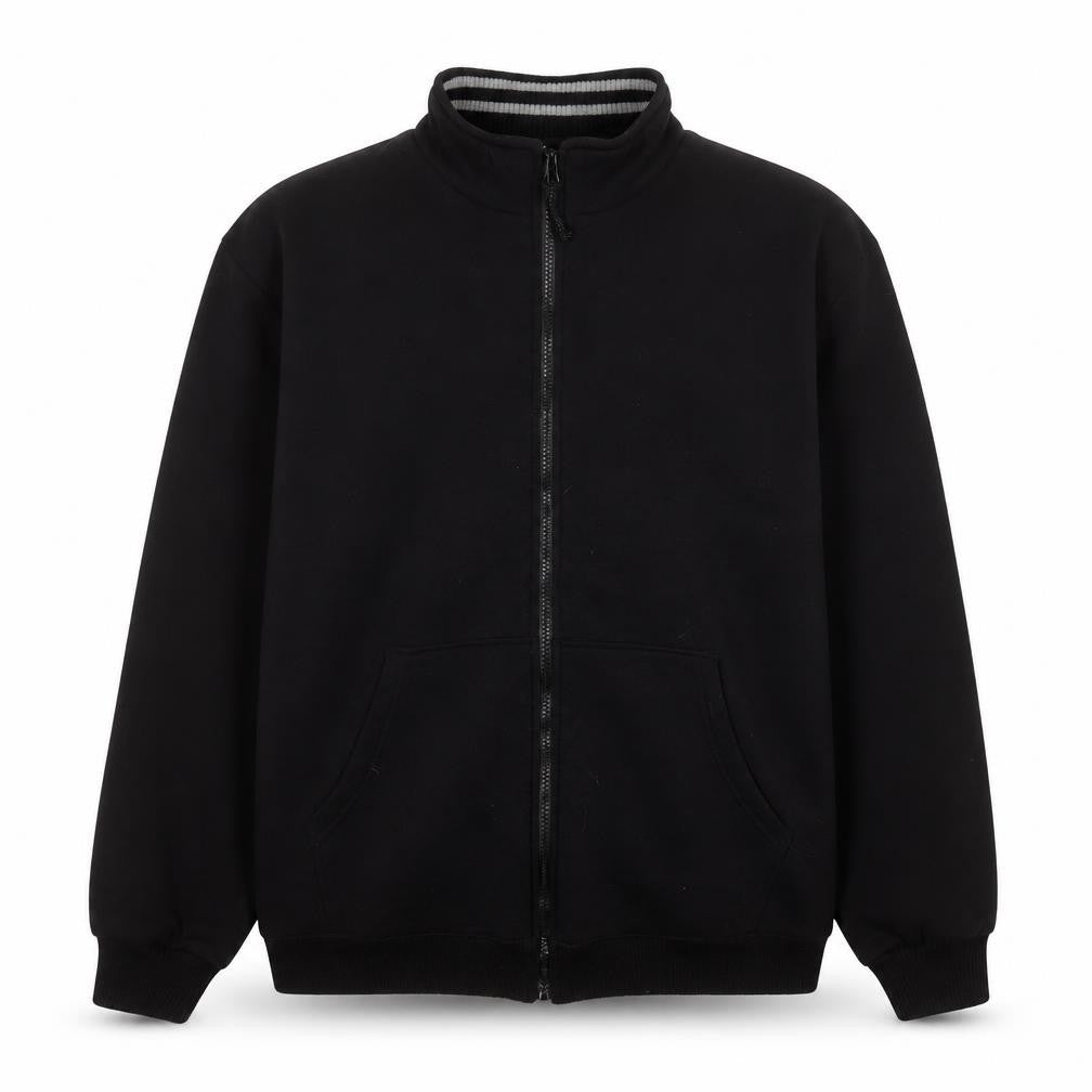 Elvor Men Black L Full Zip Fleece Lined Basic Jacket