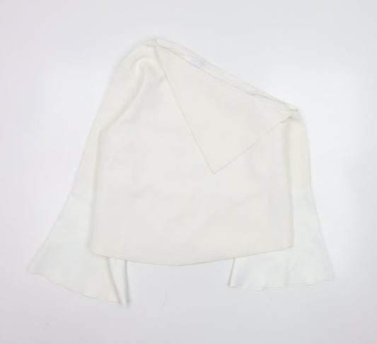 ASOS Women’s White One Shoulder Bell Sleeve Wrap Blouse Size 12