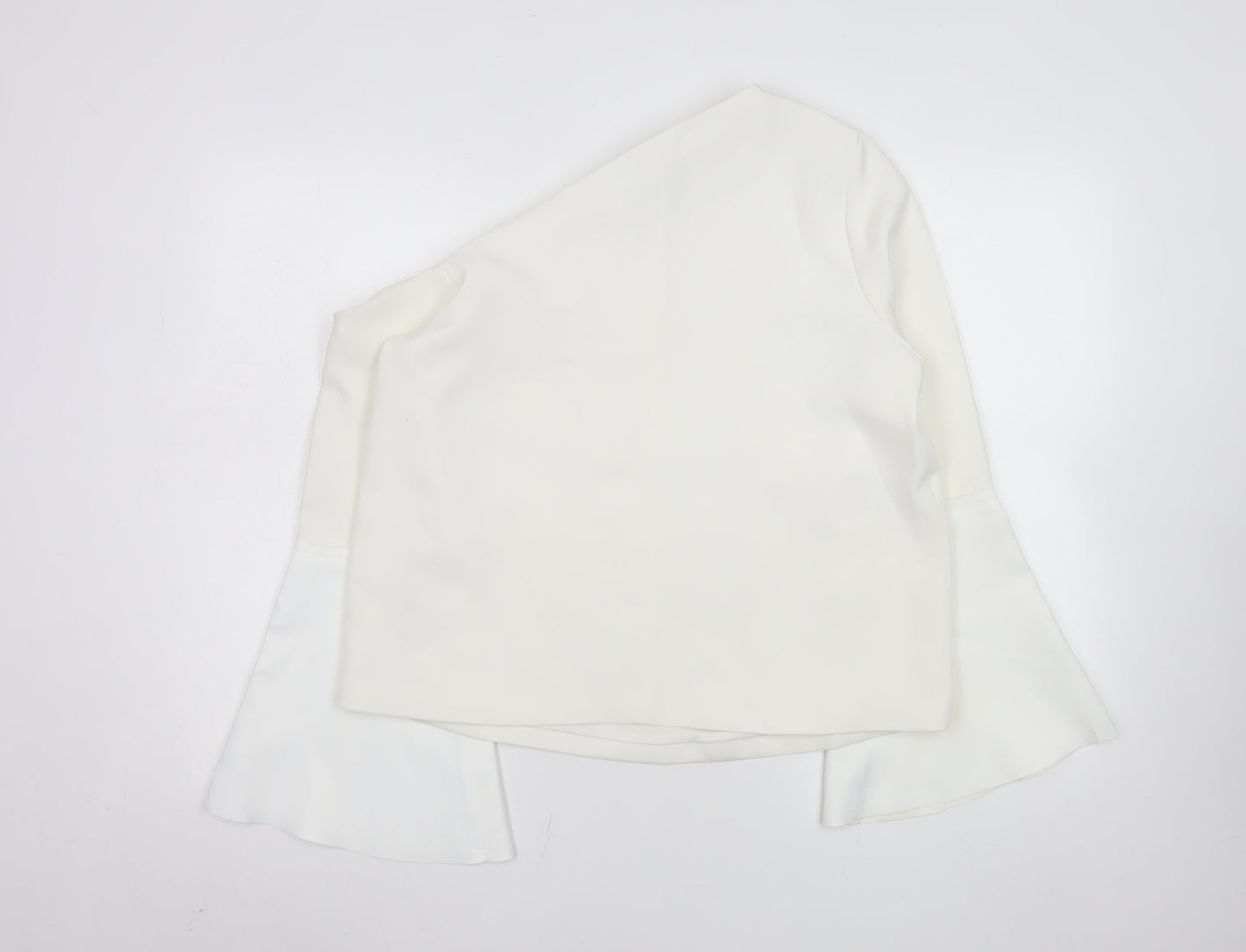 ASOS Women’s White One Shoulder Bell Sleeve Wrap Blouse Size 12