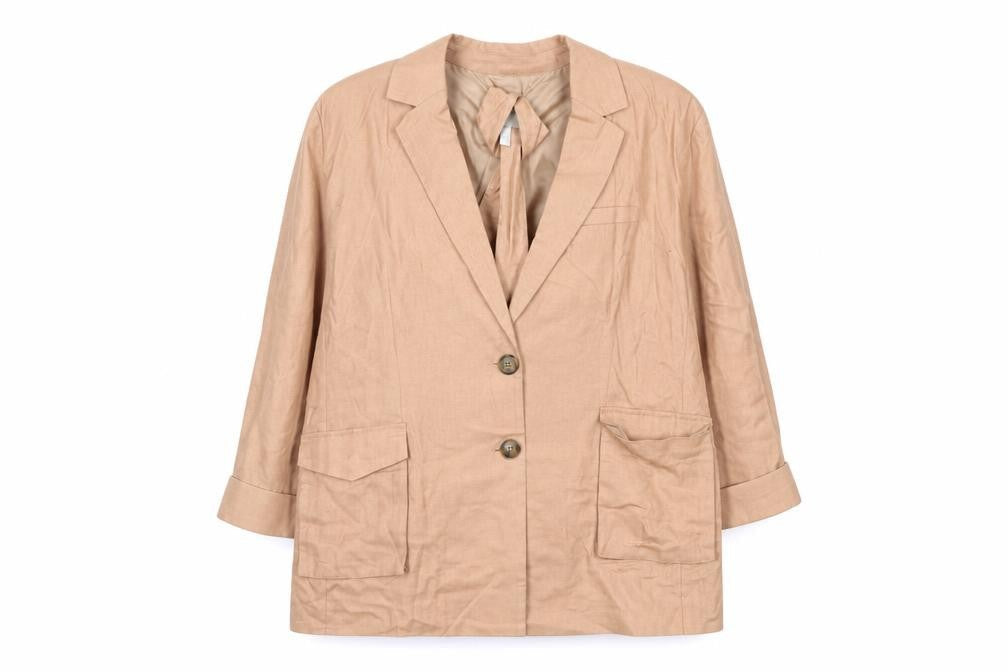 ASOS Women’s Beige Linen Blend Two-Button Blazer Size 28 Regular Fit