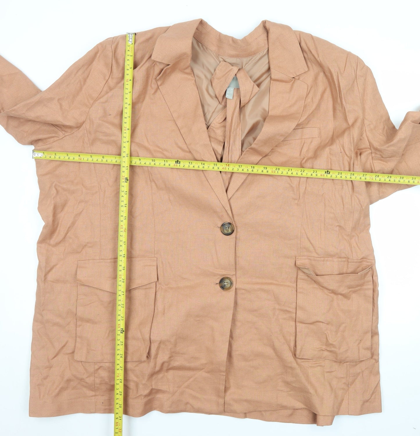 ASOS Women’s Beige Linen Blend Two-Button Blazer Size 28 Regular Fit