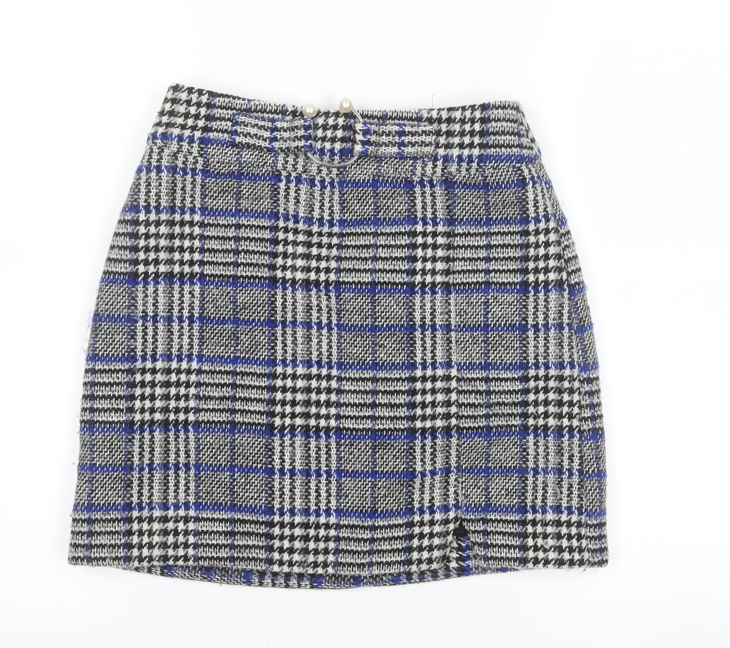 ASOS Women’s Blue Plaid Tweed Short Skirt UK 8 Lined Preppy Style