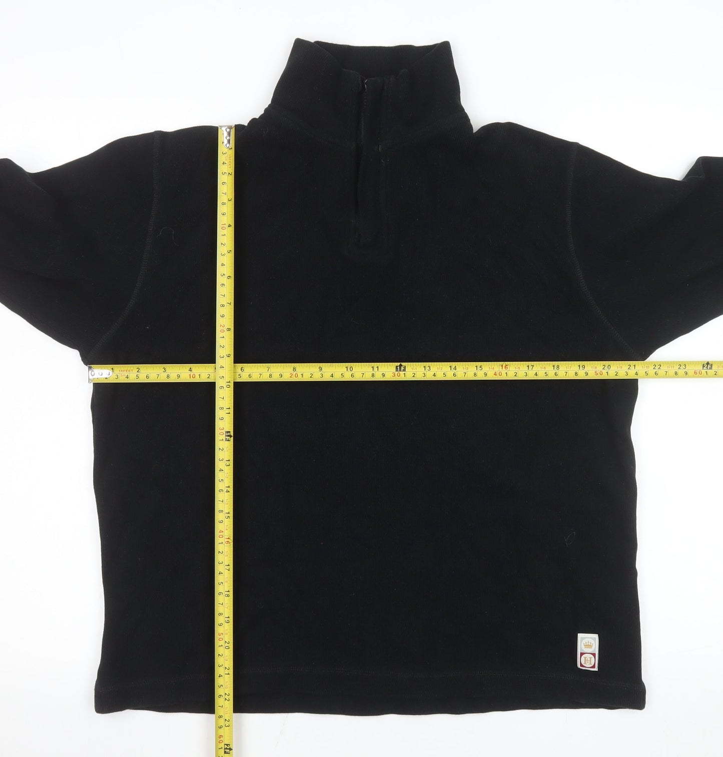 H.L Men’s Black 1/4 Zip Cotton Fleece Pullover Sweatshirt Size S