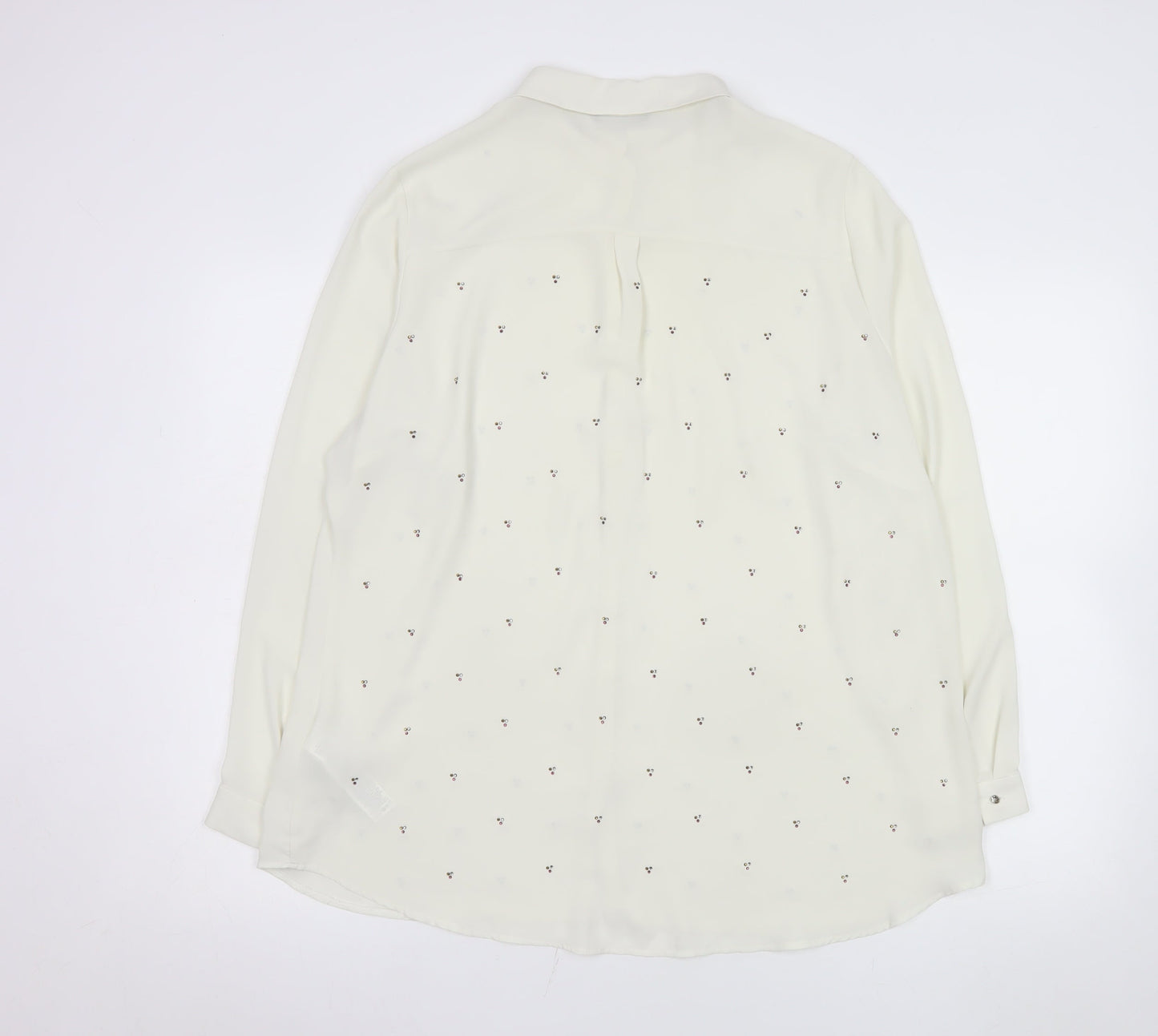 Marks and Spencer Women Ivory Collared Long Sleeve Blouse UK 18