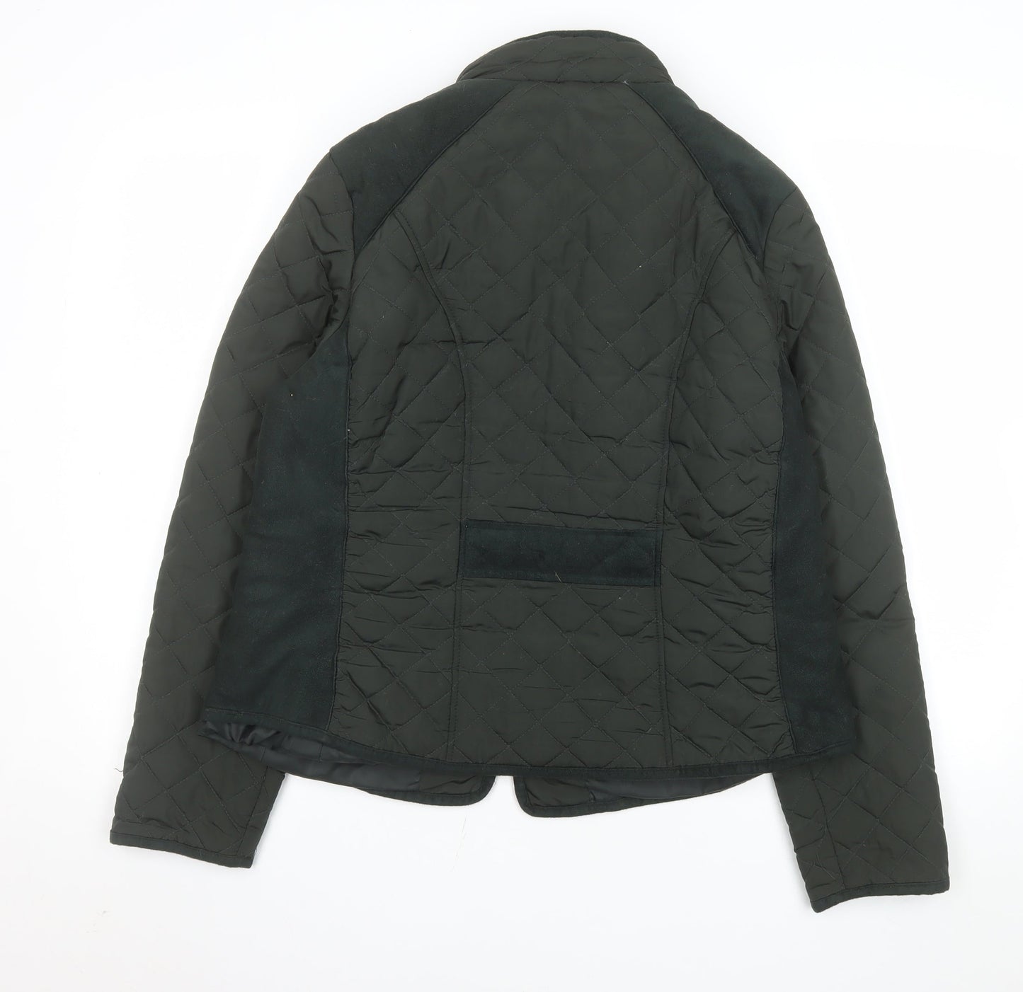 TU Women’s Black Quilted Jacket Size 16 Mid-Length Zip Polyester