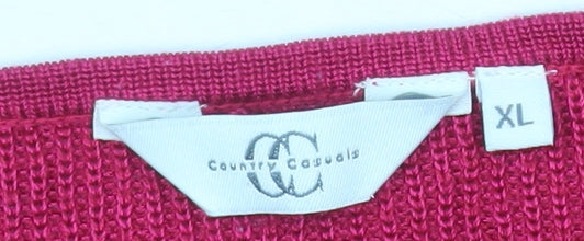 Country Casuals Women's Pink V-Neck Sleeveless Knit Jumper XL