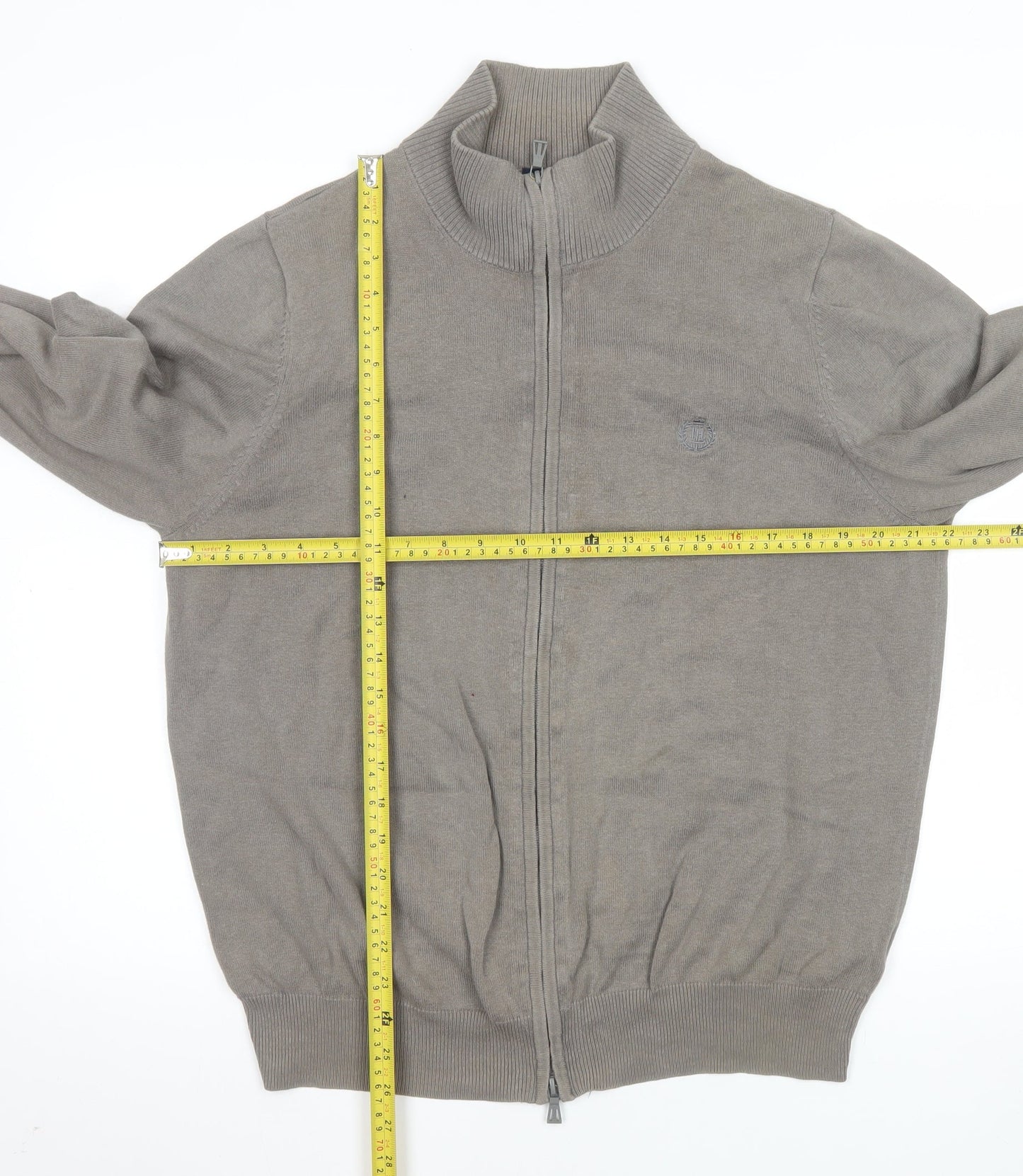 Henri Lloyd Men’s Grey Cotton Full Zip Knit Jacket Size L