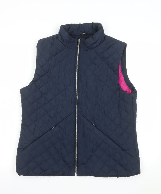 M&Co Women's Blue Quilted Padded Waistcoat UK14 Regular Fit