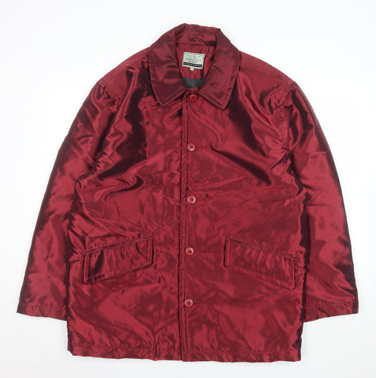 I.Q. Men's Red Mid-Length Button Overcoat Size S 38in Wool Lined
