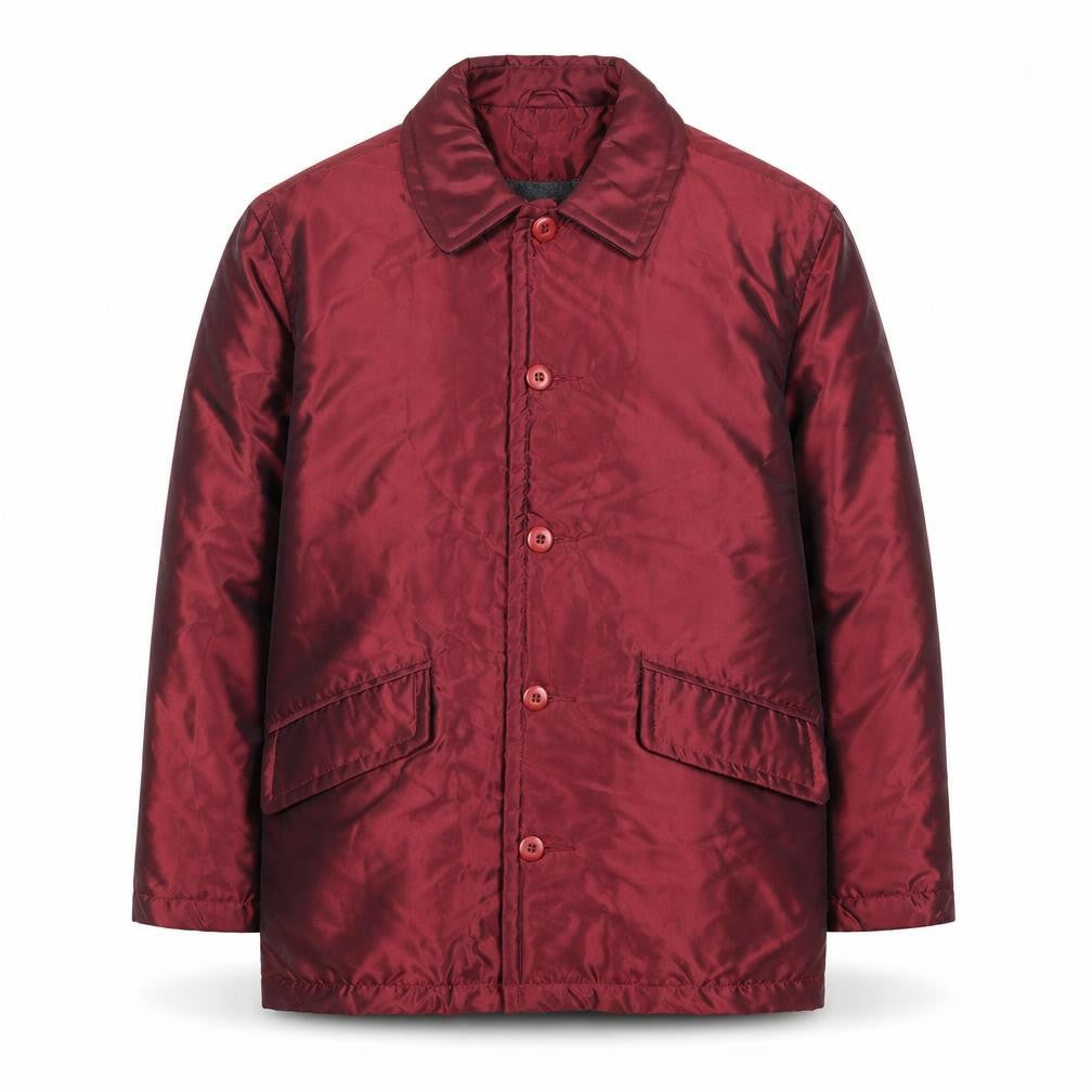 I.Q. Men's Red Mid-Length Button Overcoat Size S 38in Wool Lined
