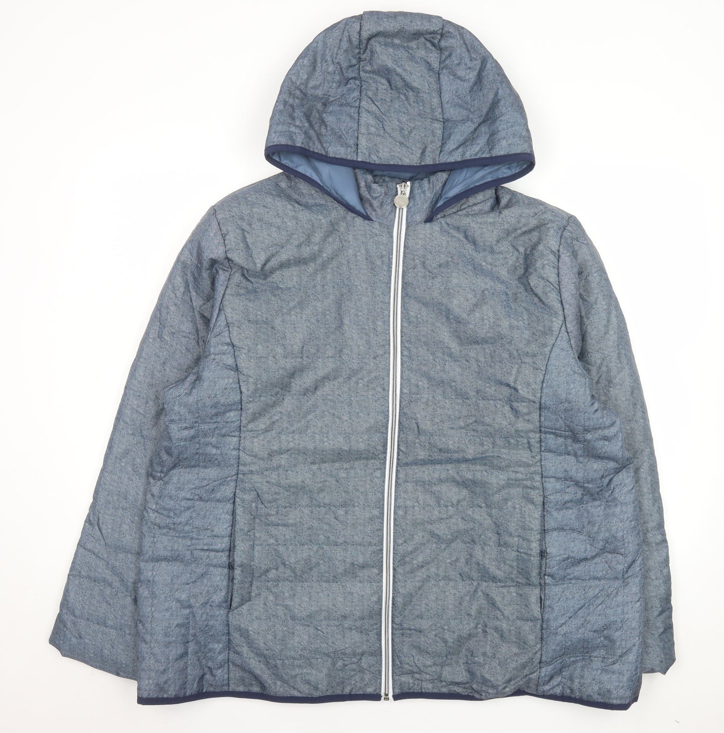 Nathalie Andersen Women's Blue Hooded Full Zip Puffer Jacket XL